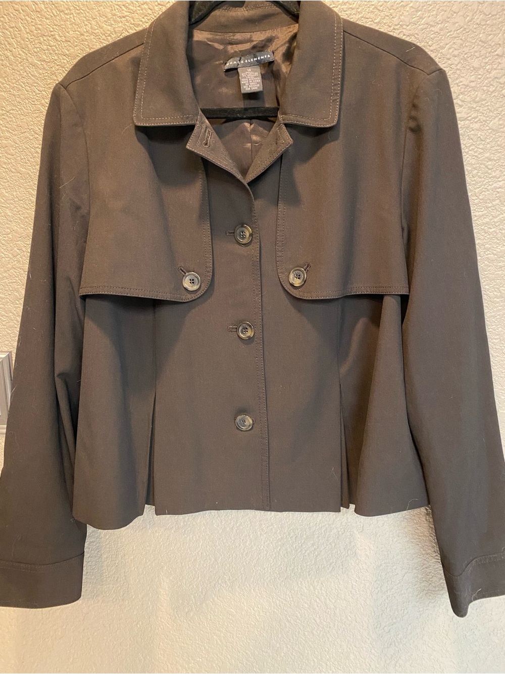 Grace Elements Short Black Trench Coat